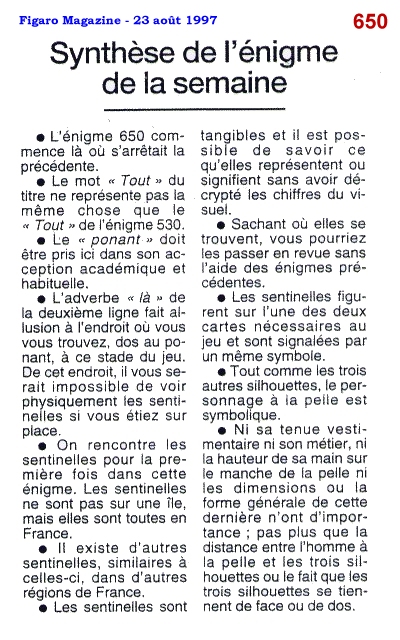 Synthèse du Figaro Magazine - Enigme 650