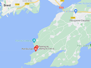 Carte de Plougastel-Daoulas, localisation de l'Anse du Caro